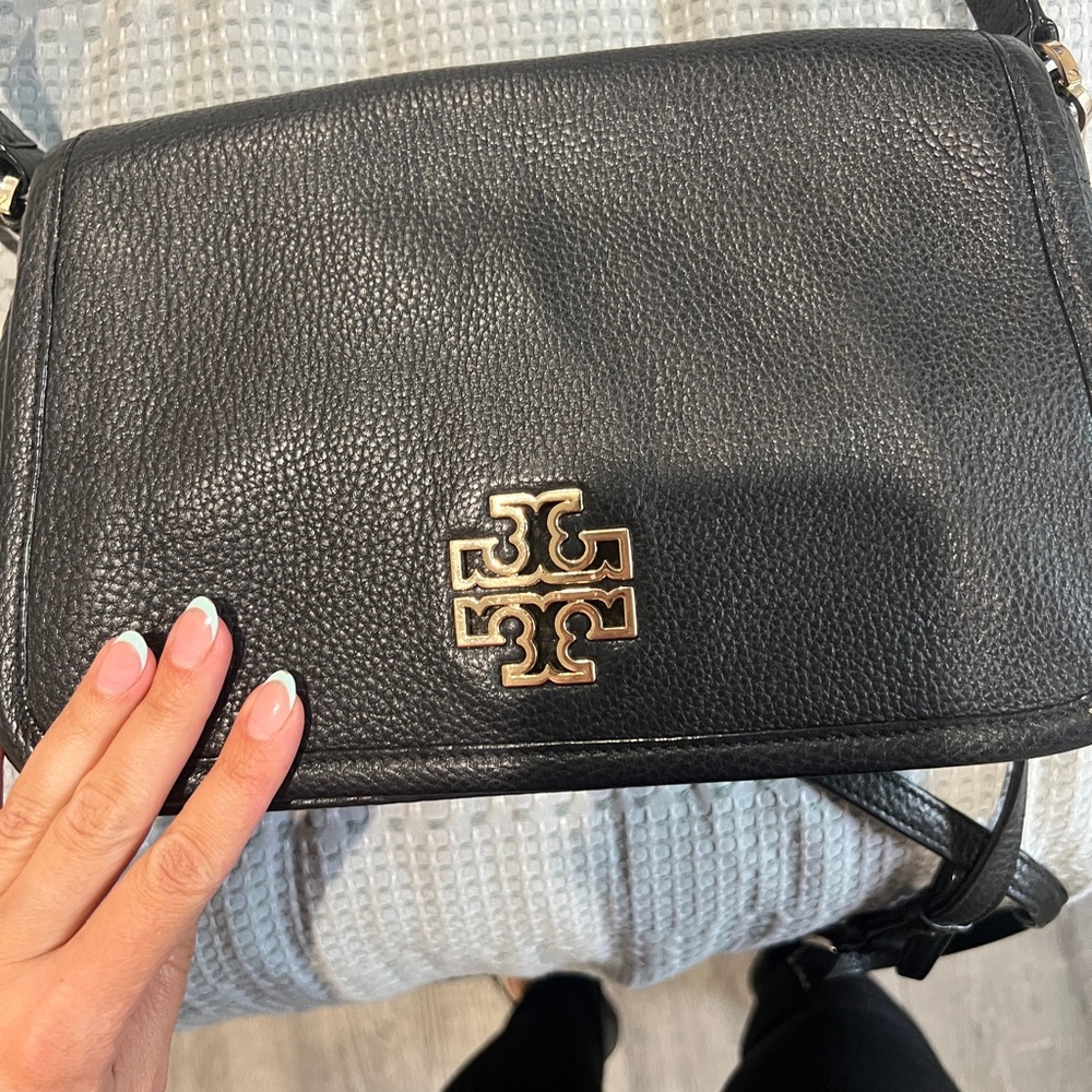 Tory Burch Black Pebbled Leather Crossbody Bag